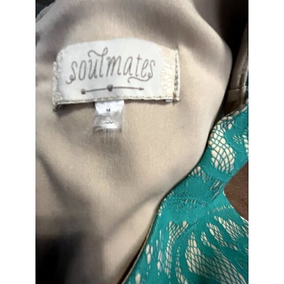 Green and Cream Medium Sleeveless Dress, Soulmates - Picture 4 of 5